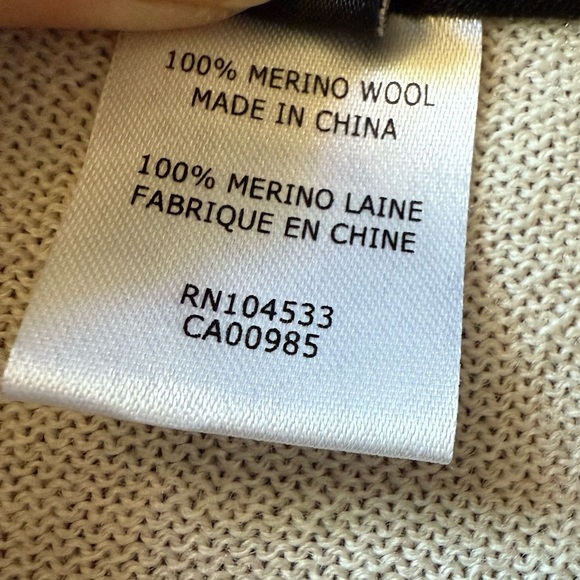 Nanette Lepore Cream Merino Wool Sequin Embellished Cardigan Sweater Size M Zip - Picture 6 of 6